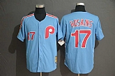 Phillies 17 Rhys Hoskins Blue Cooperstown Collection Jersey,baseball caps,new era cap wholesale,wholesale hats